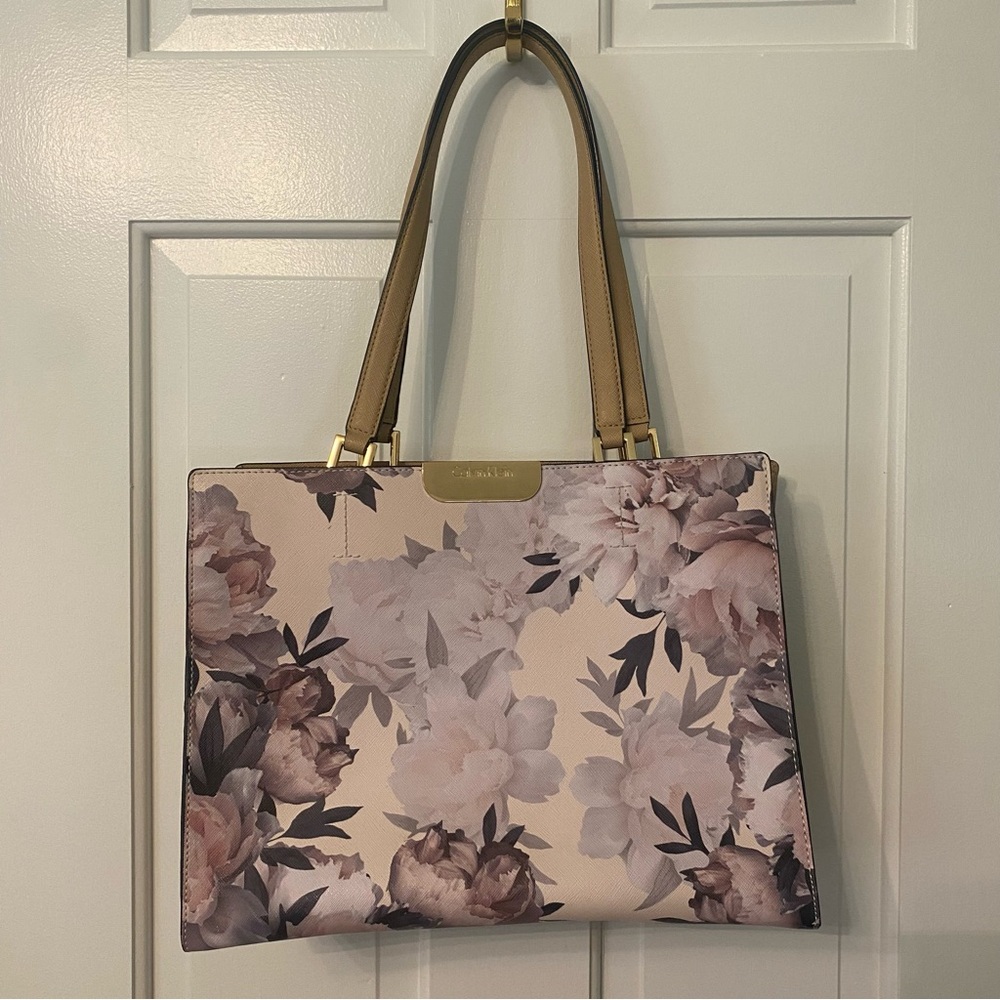 Calvin Klein Lola Floral Saffiano Leather Purse